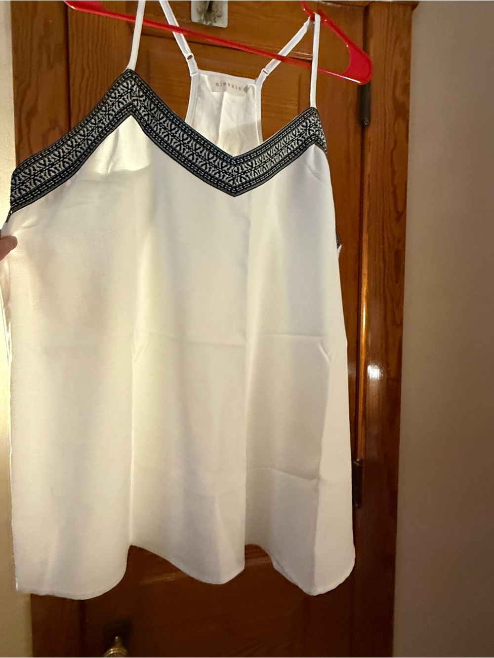 Ninexis White Lightweight Top with Navy Trim